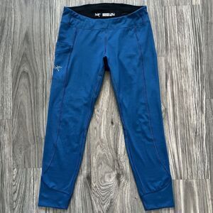 Arcteryx Sunara 7/8 Athletic Leggings Odyssea Blue Size Small Base Layer Hiking